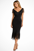 Schwarzes Midi-Kleid